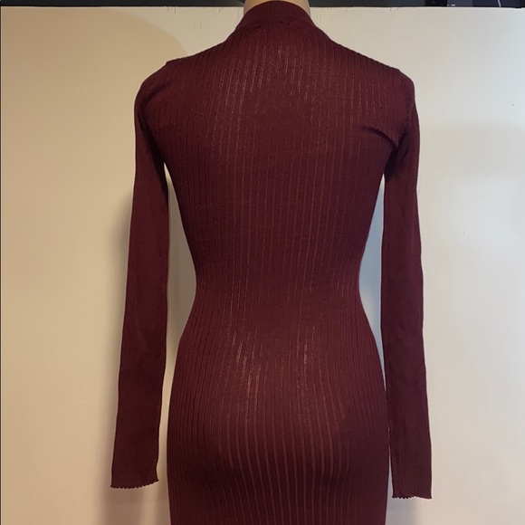 Maroon Long Sleeve Choker Dress - Picture 3 of 6